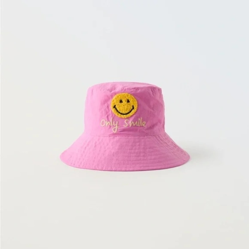 Zara Pink Kids Hat with Smiley Face